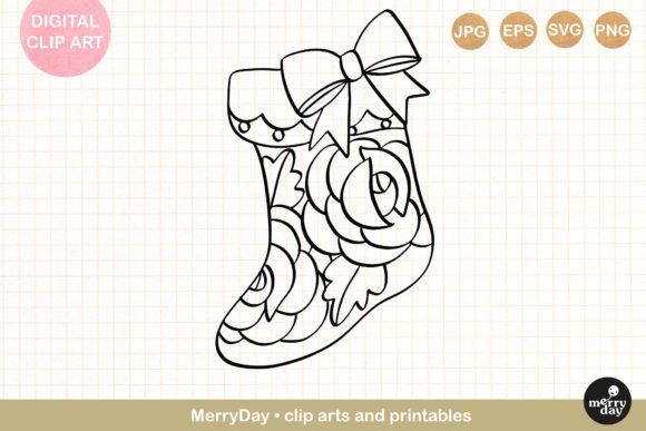 Download Christmas Stocking Ornament Line Art - Stocking ornament Collection