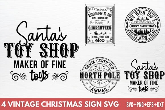 Download Vintage Christmas Sign SVG - Premium Bundle