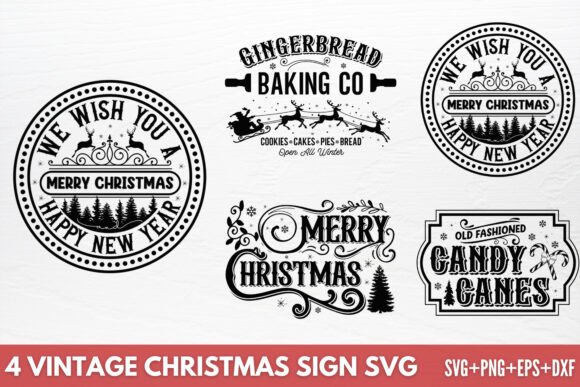 Download Vintage Christmas Sign SVG - Premium Bundle